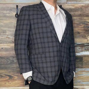 J. Hilburn Classic Fit Wool Gray Plaid Working Cuffs Blazer Sport Jacket 46R